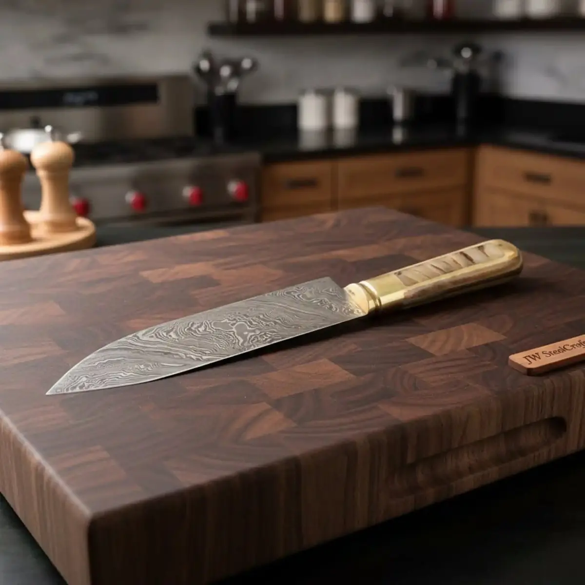 Premium Damascus Clip-Point Bushcraft Hunter — Twisted Pattern, Ram’S Horn & Brass Handle With Leather Sheath 1