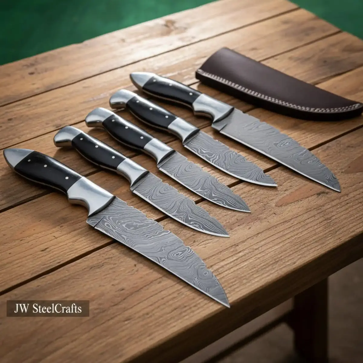 Premium Damascus Steel Hunting Knife Set — Full Tang Bushcraft & Field Knives With Sheath 1