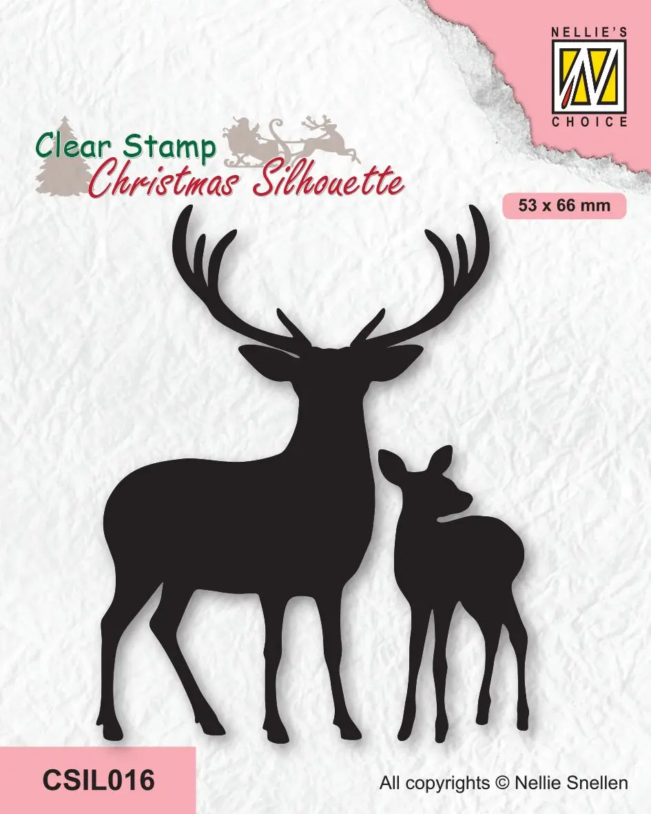 Nellie's Choice Clear Stamp Christmas Silhouette - Deer With Young 1