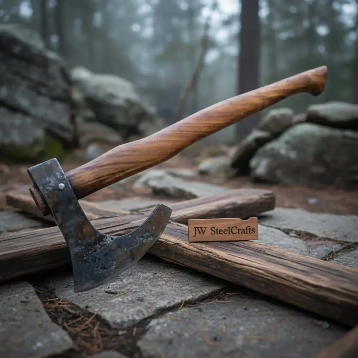 Real Forged Viking Combat Tomahawk Bearded Axe Hatchet With Rose Wood Handle 1