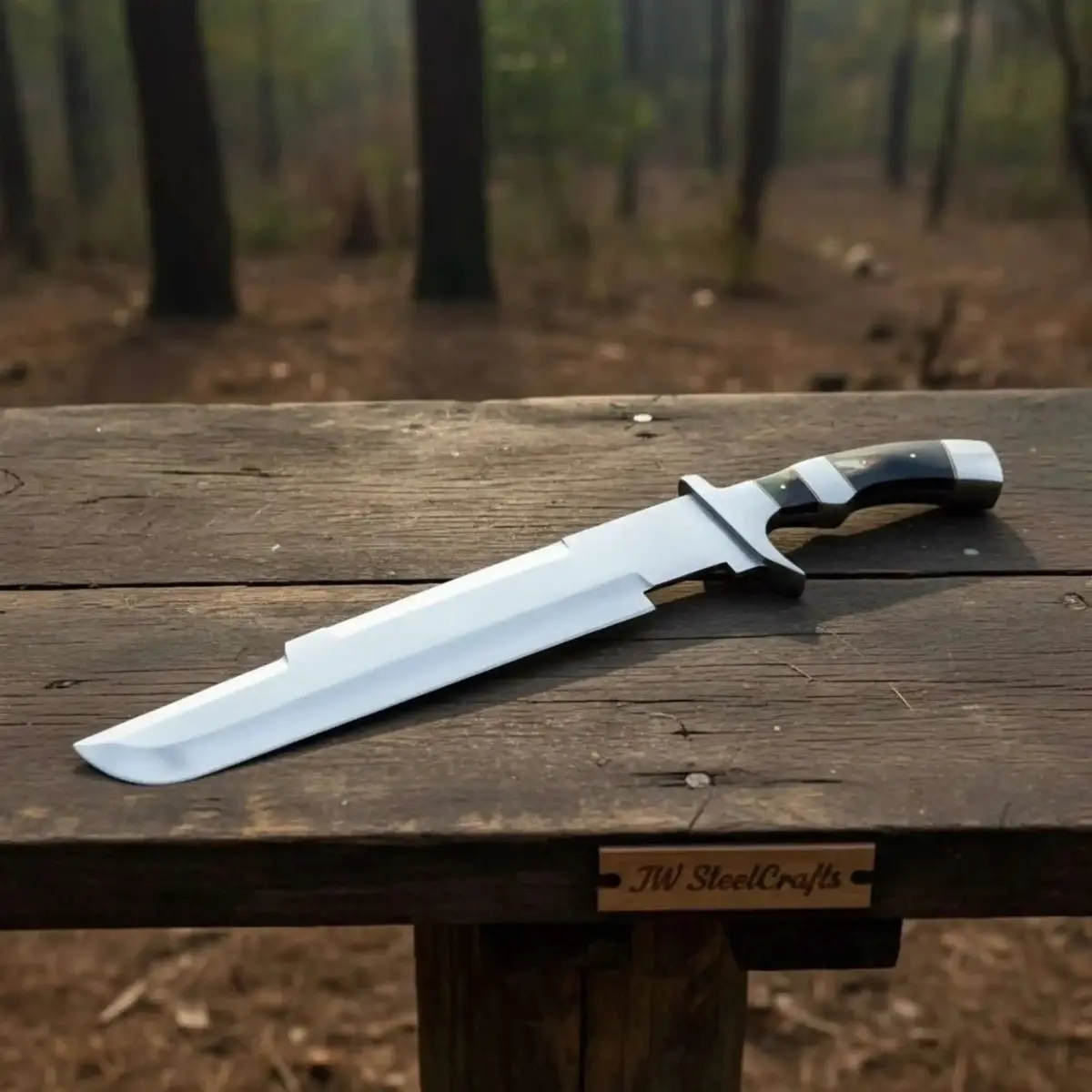 Recurved Clip Point Bowie Knife With Spanish Notch And Coffin-Influenced Handle 1