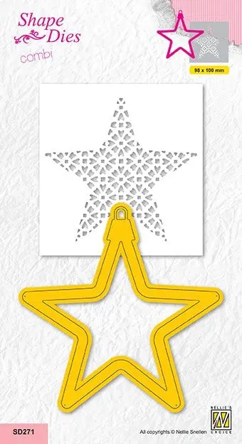Nellie's Choice Shape Die - Christmas Ball With Inner Decor Stencil - Star 1