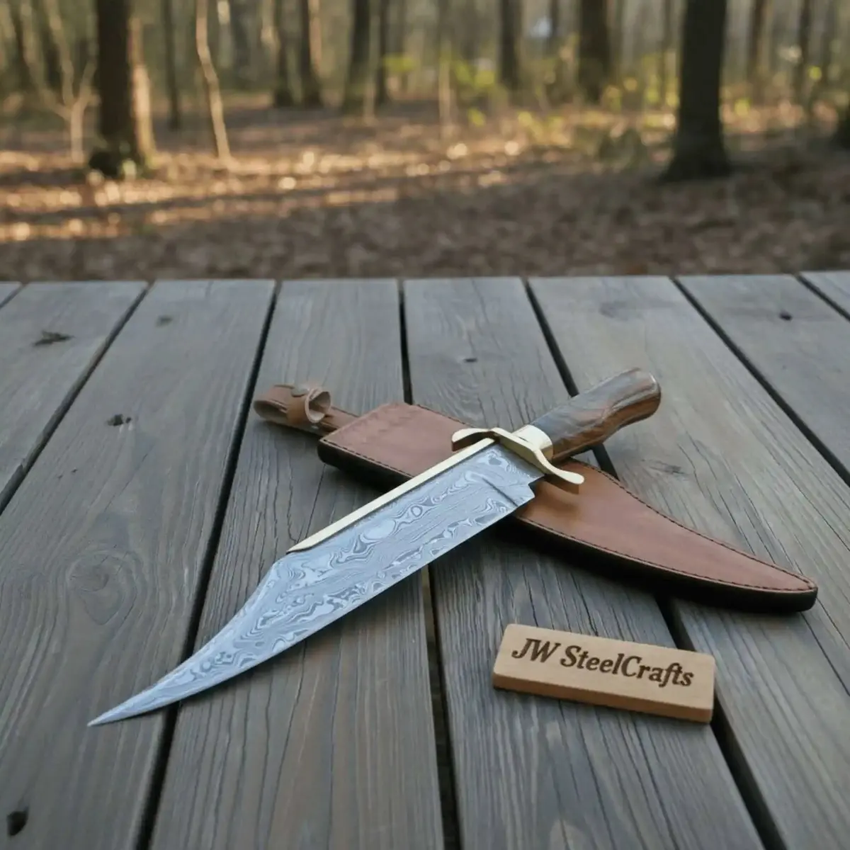 Sheffield Bowie Knife Clip Point Brass Guard Mirror Polish Or Damascus Blade 1