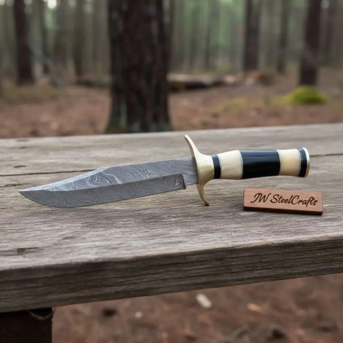 Sheffield Clip Point Bowie Knife Hand Forged Damascus Steel Custom Handmade Bowie Jw Steelcrafts 1