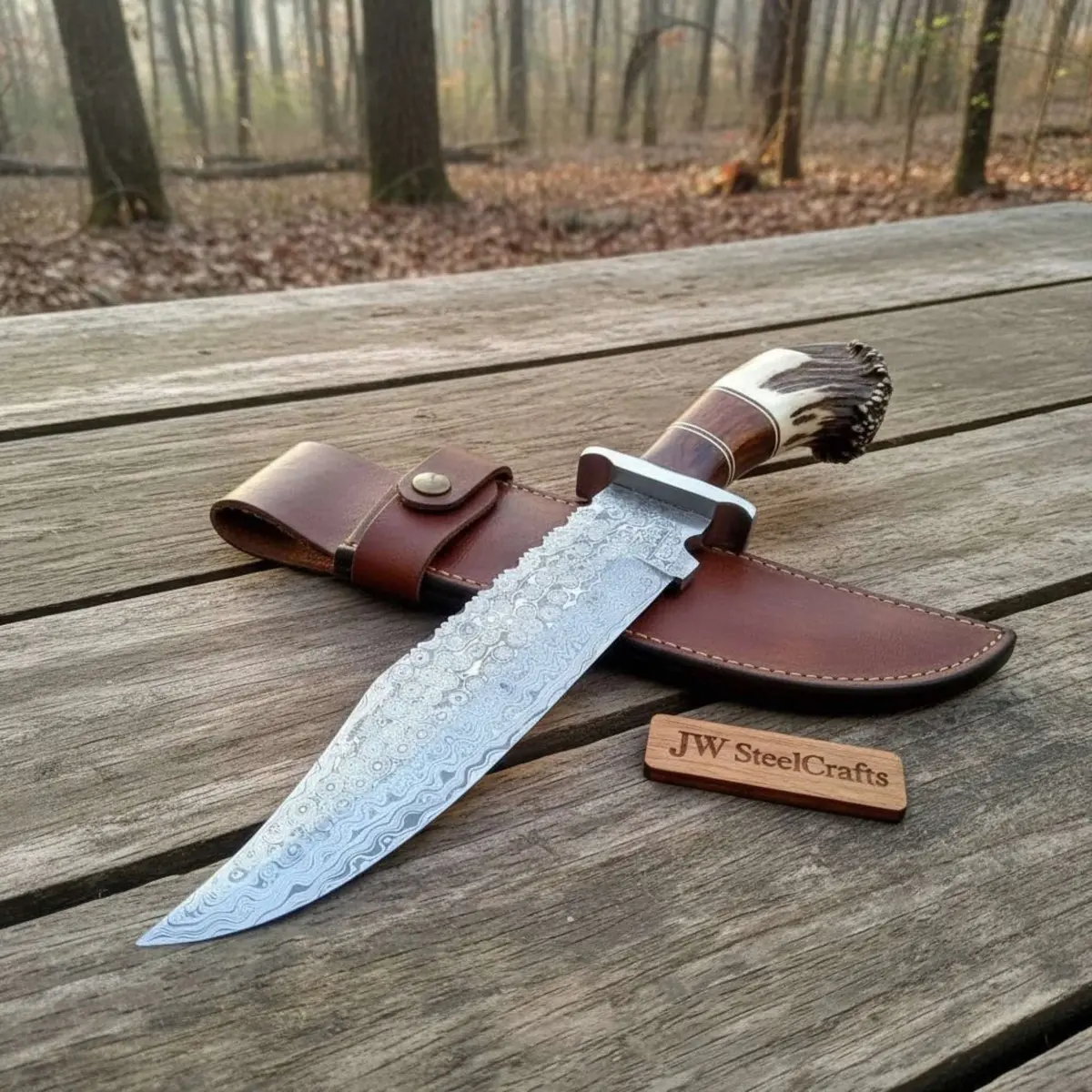 Sheffield Clip Point Bowie Knife High Polish Blade Handmade Fixed Blade Knife With Modern Handle Jw Steelcrafts 1