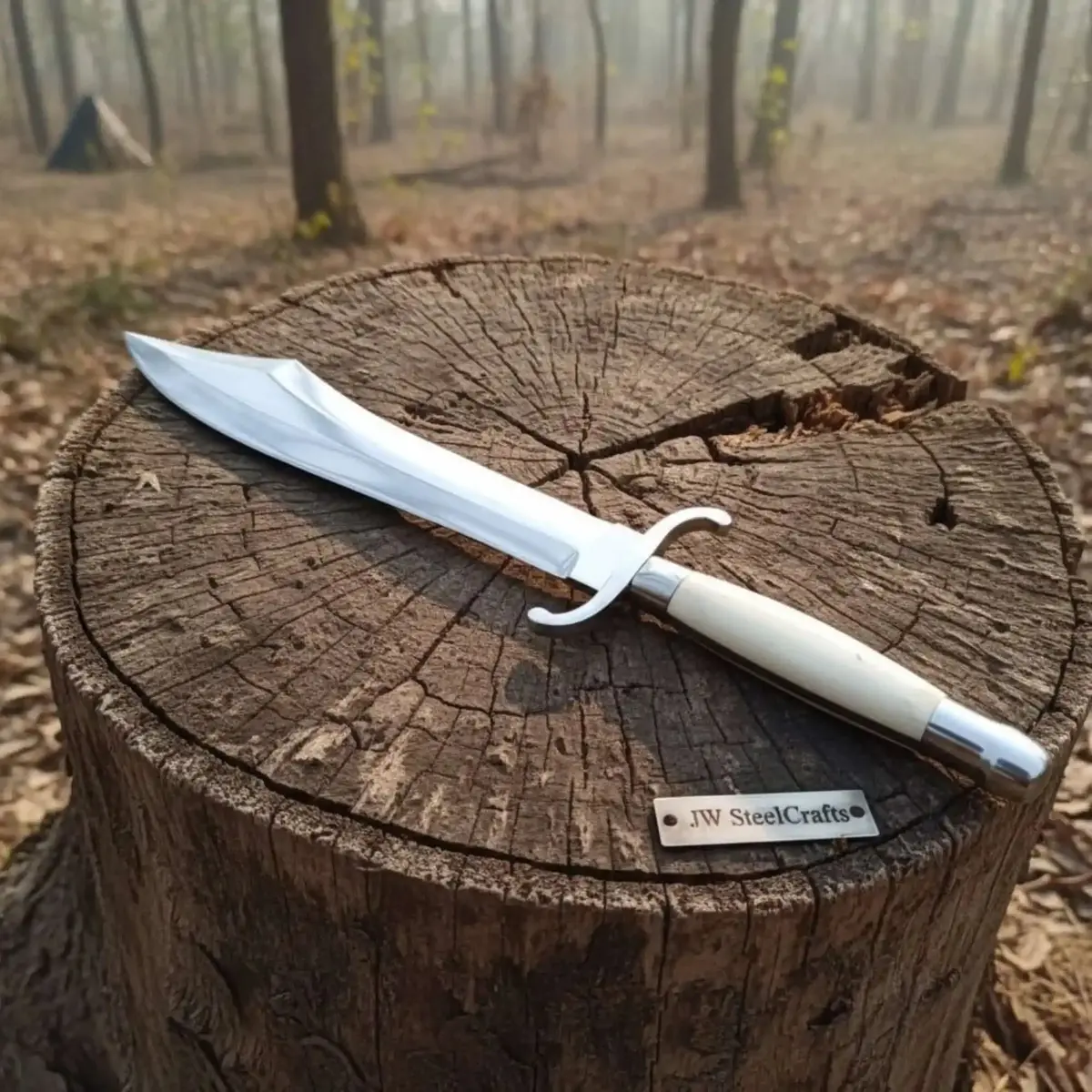 Sheffield Style Bowie Knife High Polished Clip Point Blade Brass Guard Bone Handle Handmade Fixed Blade 1