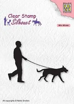 Clear Stamp Silhouette Men-Things Man With Dog 1