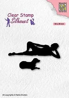 Nellie's Choice Clear Stamp Silhouette Teenagers Series Teenboy With Dog 1