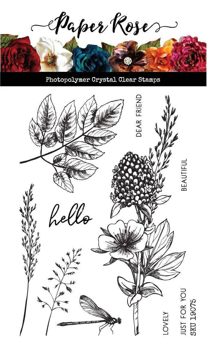 Sketchy Floral - Hello 4X6" Clear Stamp Set 19075 1