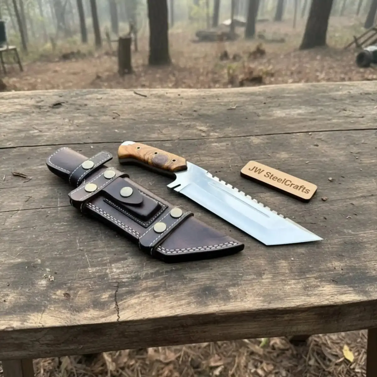 Stainless Steel Tracker Knife With Rosewood Handle | Full Tang Outdoor Knife 1