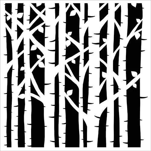 The Crafters Workshop 6X6 Stencil Birch Trees 1