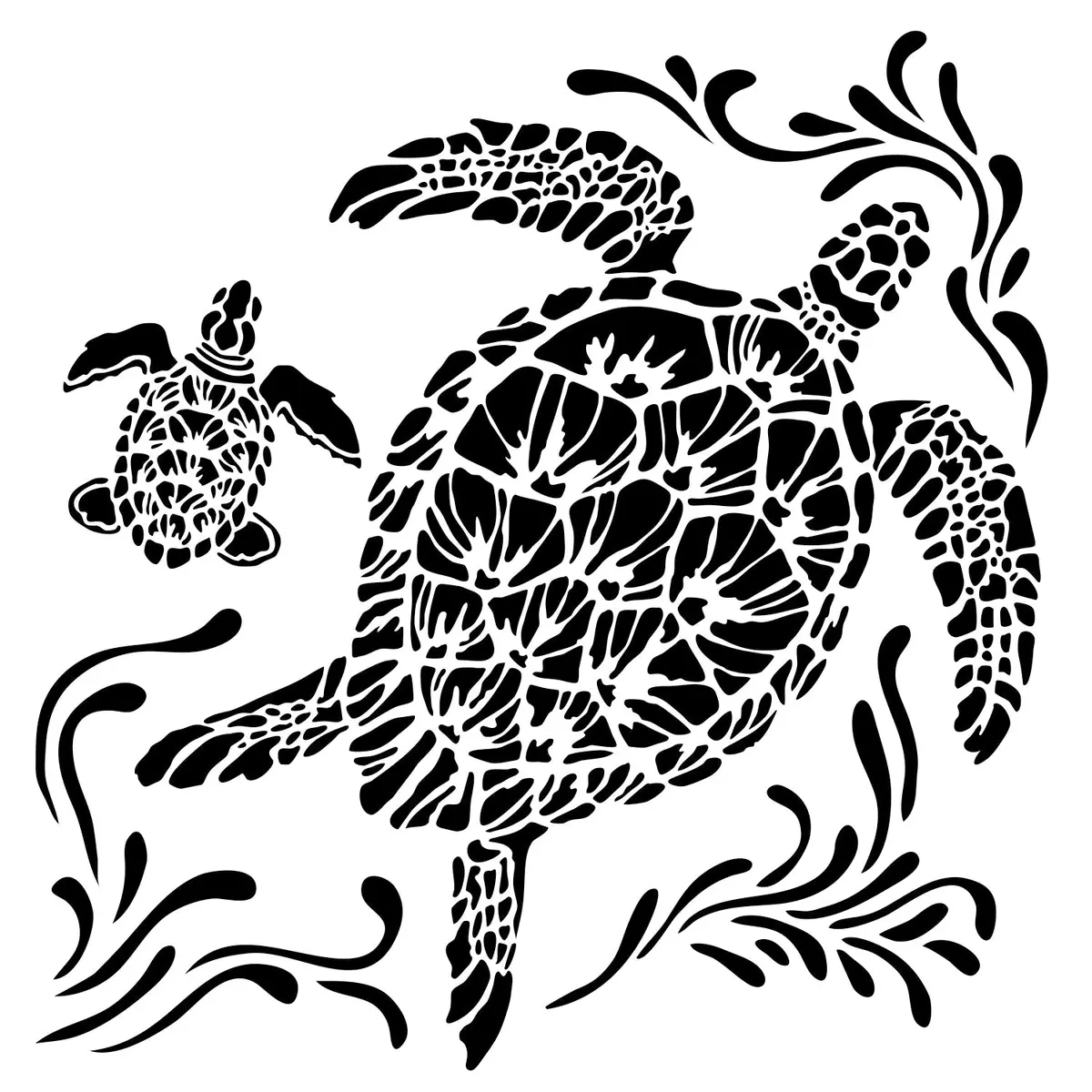 The Crafters Workshop 6X6 Stencil Sea Turtles 1