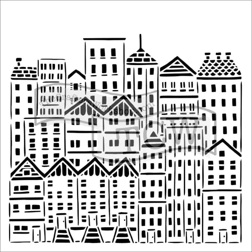 The Crafters Workshop 6X6 Stencil City Buildings 1