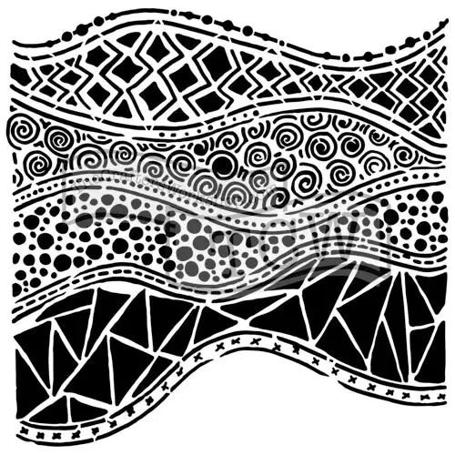 The Crafters Workshop 6X6 Stencil Crazy Waves 1