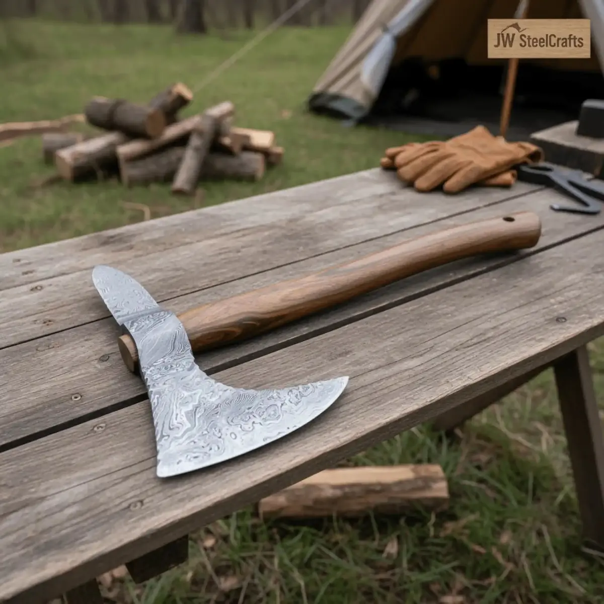 Traditional Scandinavian Bearded Axe With Hardwood Handle 1