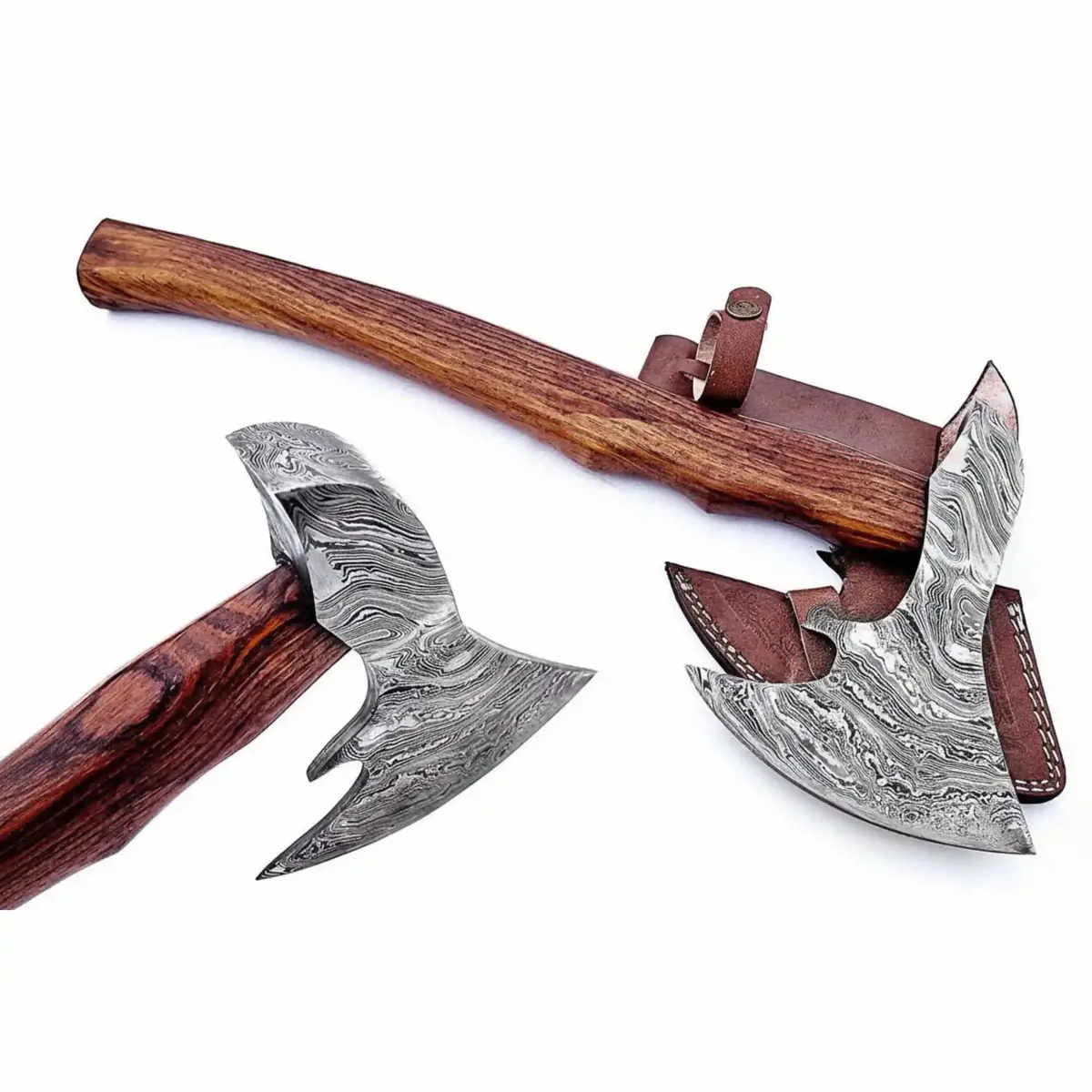 Traditional Scandinavian Skeggøx Utility Axe Featuring Pattern-Welded Damascus Head And Oil-Finished Rosewood Haft 1