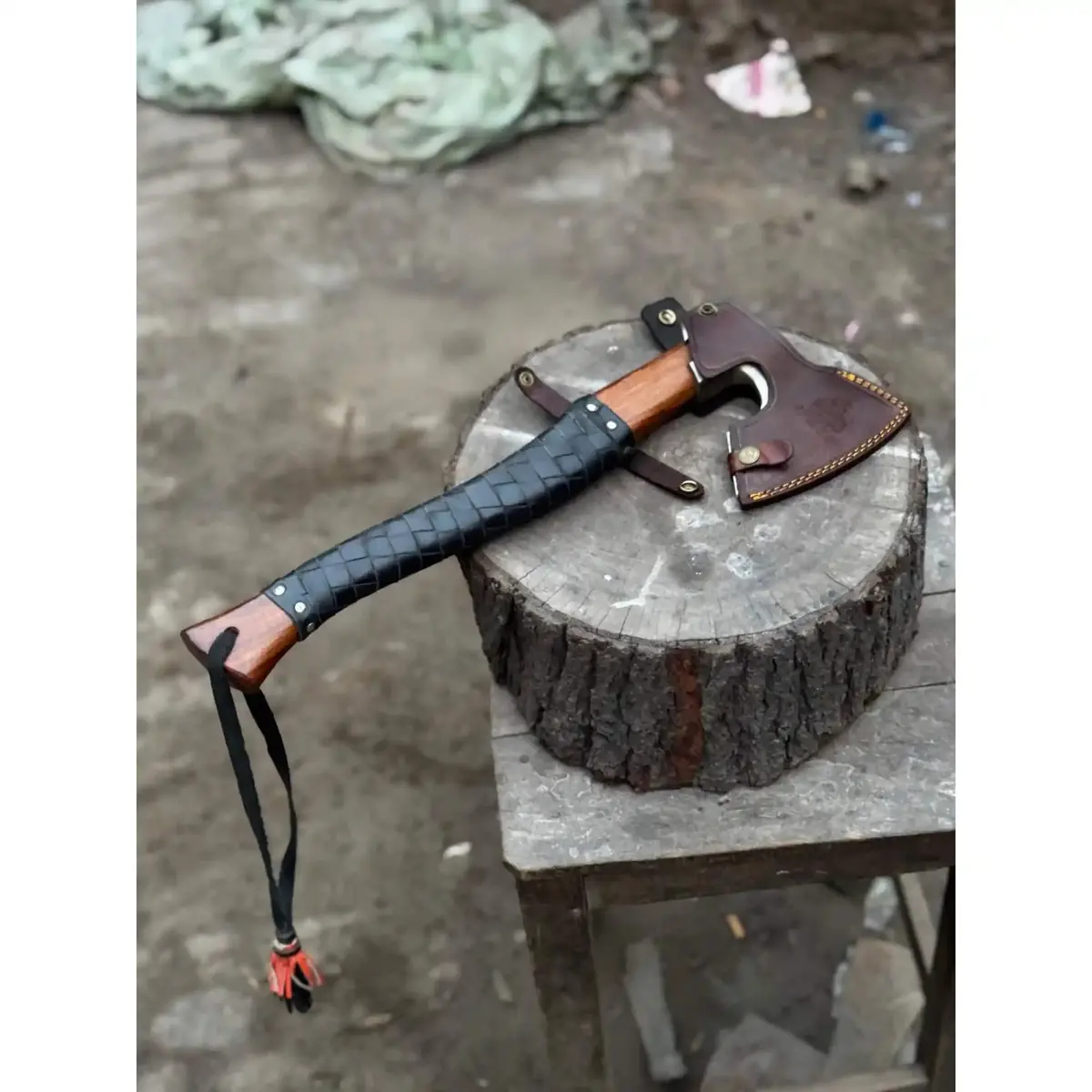 Viking Axe With Leather Wrapped Handle & Engraved Head – Jw Steelcrafts 1