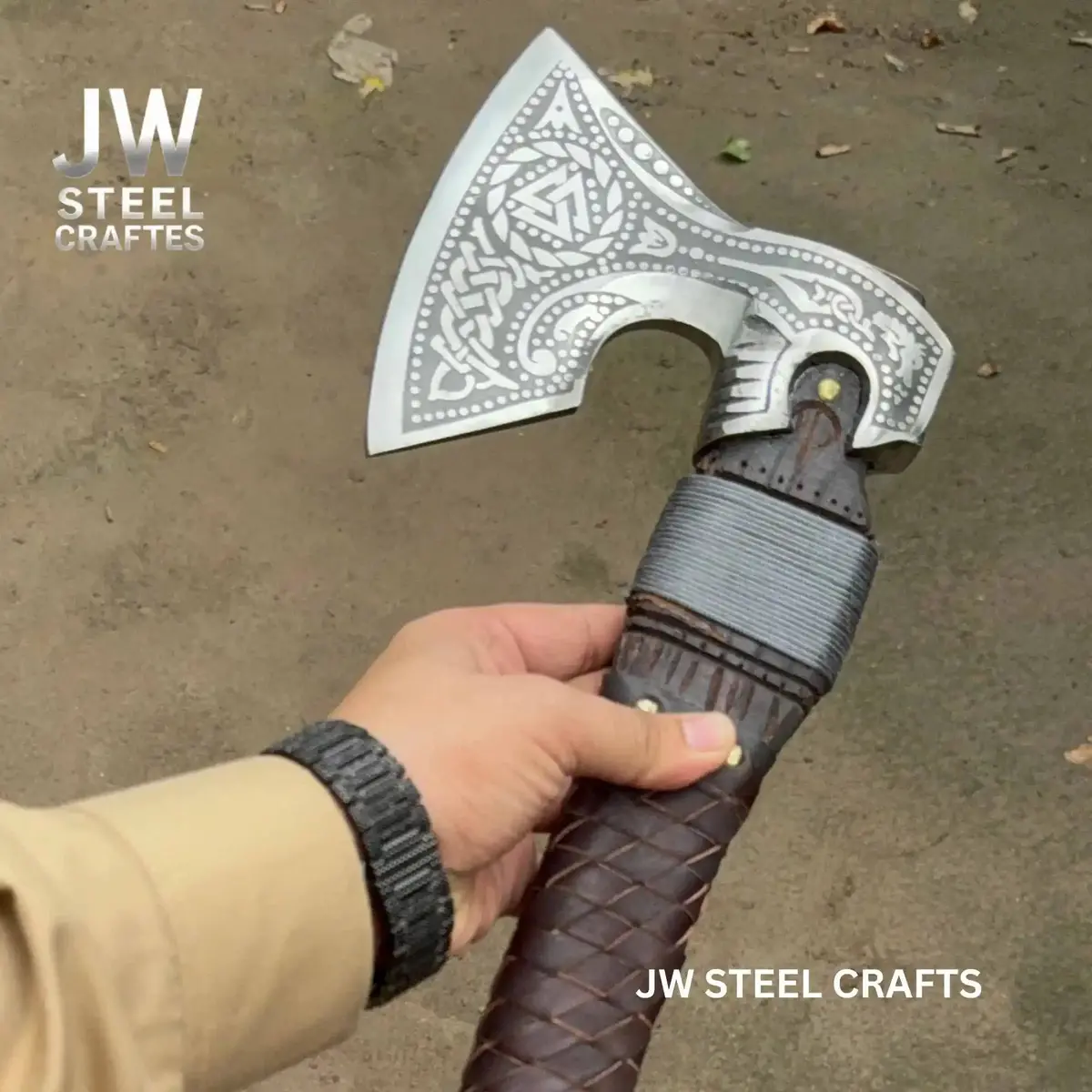 Viking Style Engraved Axe | Handcrafted Leather Wrapped Handle 1