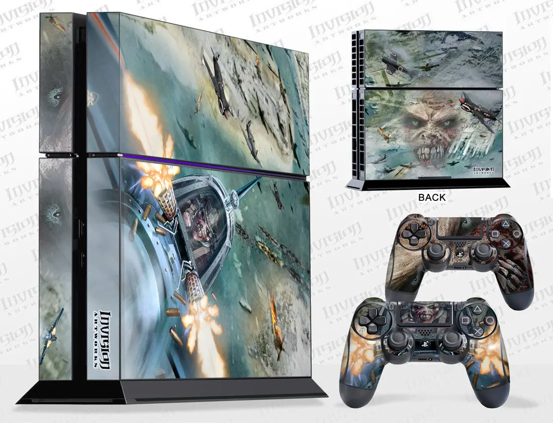 Sony Playstation 4 Graphics - Console Skin With 2 Controller Skins - Zombie Skies 1